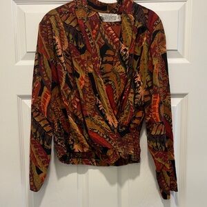 Colorful Leaf Pattern Blouse